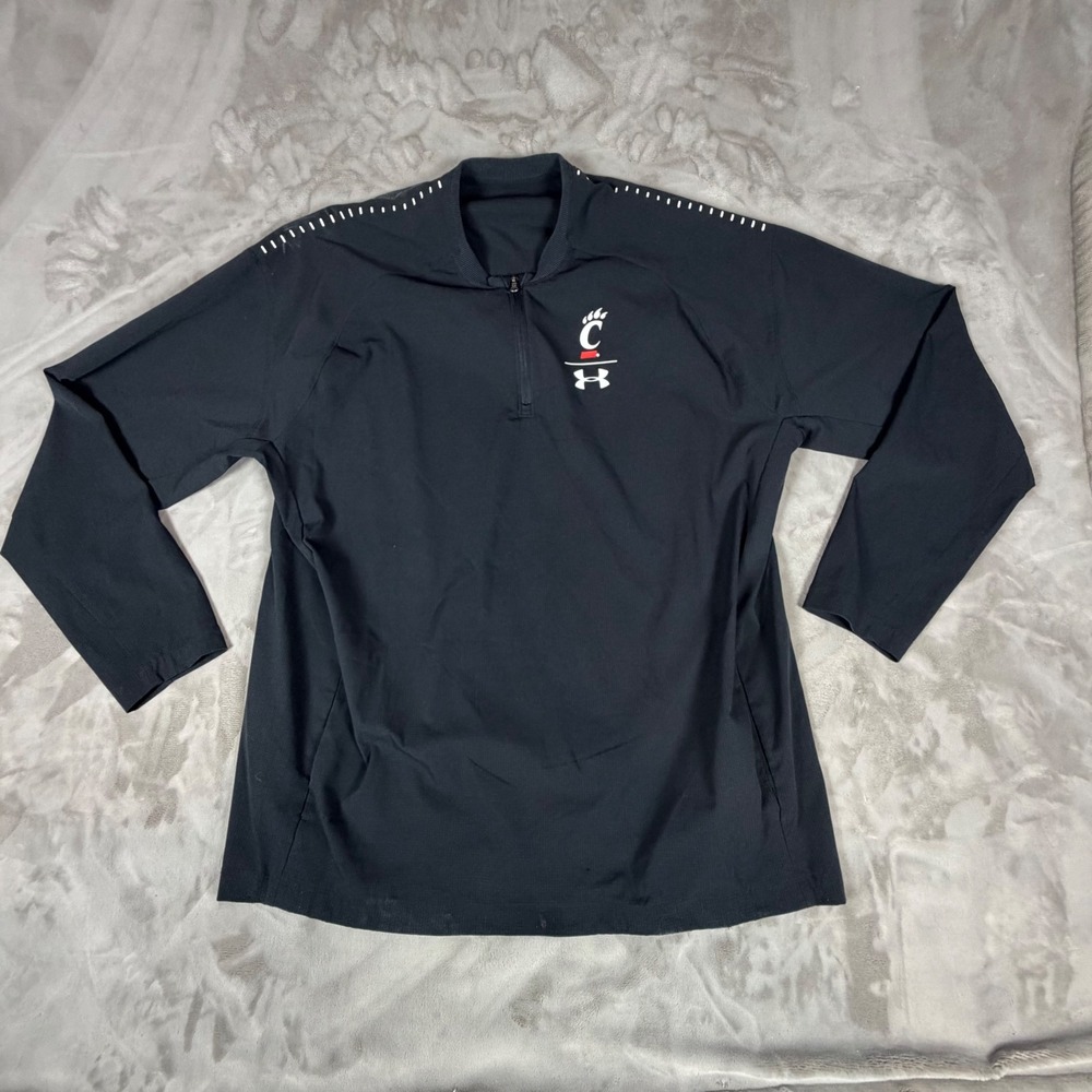 Under Armour Cincinnati Bearcats Mens 2XL Black Quarter Zip Pullover Jacket UC